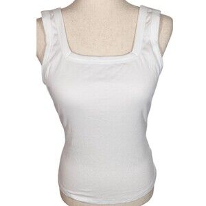 OGL White Ribbed Square Neck Low Back Brami Tank Top Sz Large